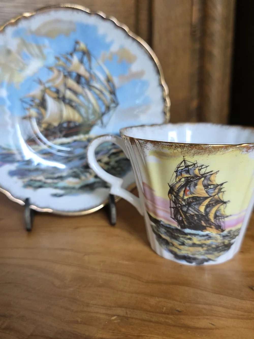 Vintage Royal Standard Nautical Sailing Ship Teacup and Saucer Set
